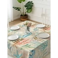 thumbnail image 3 of Teal Red Coastal Suqare Tablecloth - 54 x 54 Inch, Nautical Seahorse Beach Coral Starfish Beige Waterproof & StainResistant Tablecloth, Washable Oil-proof Table Cover for Dining/Party/Wedding/Buffet, 3 of 9