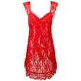 thumbnail image 6 of HAPIMO Plus Size Lingerie Bow Pajamas S-6XL Exotic Nightwear Nightgown Lace Mesh Sheer Lingerie Exquisite Sleepwear Mini Babydoll Dress Red XXL, 6 of 8