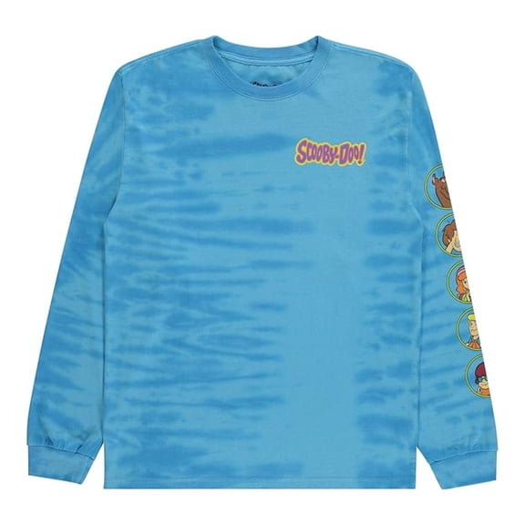 Scooby-Doo Men's Long Sleeve Shirt, Classic Cartoon Scooby Doo Shirt Blue Tie Dye – M