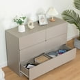 thumbnail image 4 of 6 Drawer Double Dresser, Modern 6 Drawer Dresser with Deep Drawers for Bedroom, Large Wood Storage Chest Organizers, Wide Accent Storage Cabinet for Living Room, Entryway, Light Gray, 4 of 7