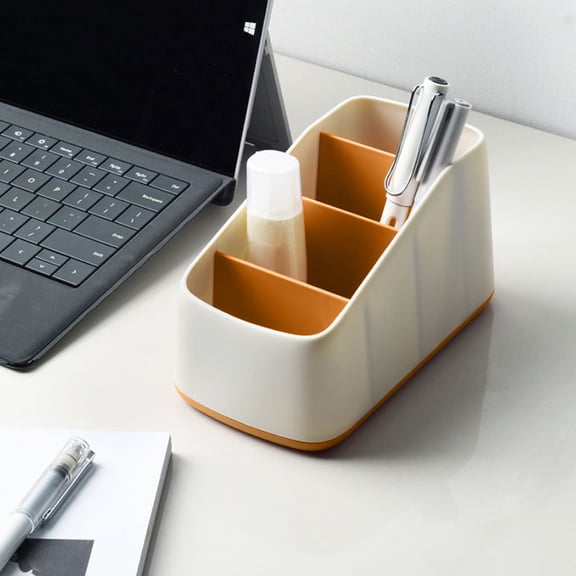 WWG Desktop Organizer with Multiple Compartments, Plastic Stationery Storage Box for Office Supplies Pencils Cards, Small Space-Saving Desk Tray, 6.8 x 3.9 x 3.3 Inches