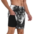 thumbnail image 3 of Picia Majestic Wolf Landscape pattern Mens Swim Trunks with Compression Liner Stretch Beach Shorts Quick Dry with Zipper Pockets No-Chafing Board Shorts-XX-Large, 3 of 9
