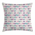 thumbnail image 1 of Geometric Decor Throw Pillow Cushion Cover, Oriental Chevron Ikat Motif with Eastern Influences Boho Art Print, Decorative Square Accent Pillow Case, 16 X 16 Inches, Violet Pink Teal, by Ambesonne, 1 of 2