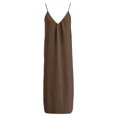 thumbnail image 5 of JIAYUE Women's Dress V Neck Spaghetti Strap Solid Color Linen Long Dresses Loose Fit Flowy Casual Sundress Sleeveless Vacation For Beach Holiday Daily Wear, 5 of 9