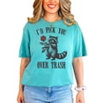 thumbnail image 3 of I'd Pick You Over Trash Shirt for Women and Teens Funny Raccoon Valentine's Day Tee Seafoam Shirt Adult X-Large, 3 of 4
