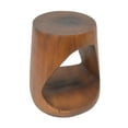 thumbnail image 3 of Christopher Knight Home 16.7" Natural Wood Grain Round Hollow MGO Outdoor Side Table with Wide Base, Antique Brown, 3 of 9