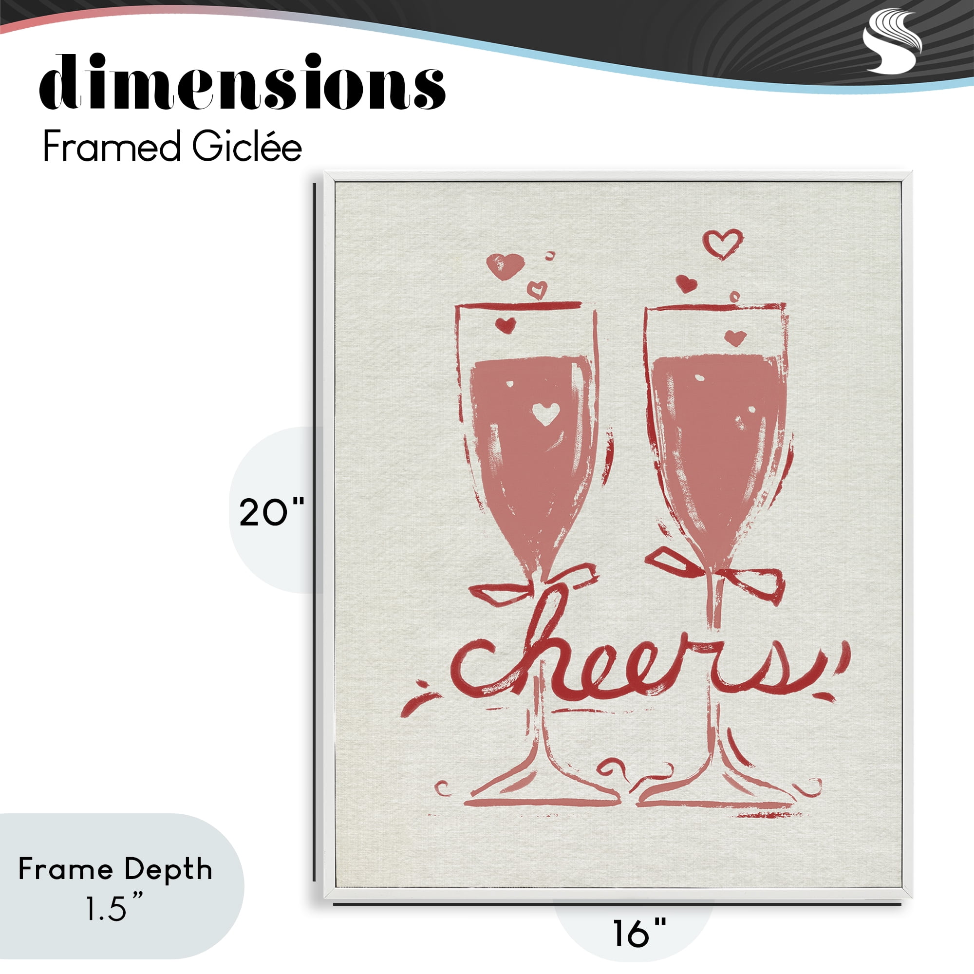 Stupell Industries Romantic Cheers To Love White Framed Giclee Art, design by June Erica Vess