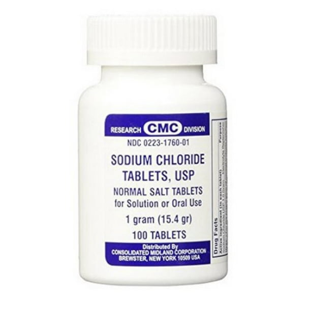CMC Sodium Chloride 1 Gm USP Normal Salt Tablets 100 Ea