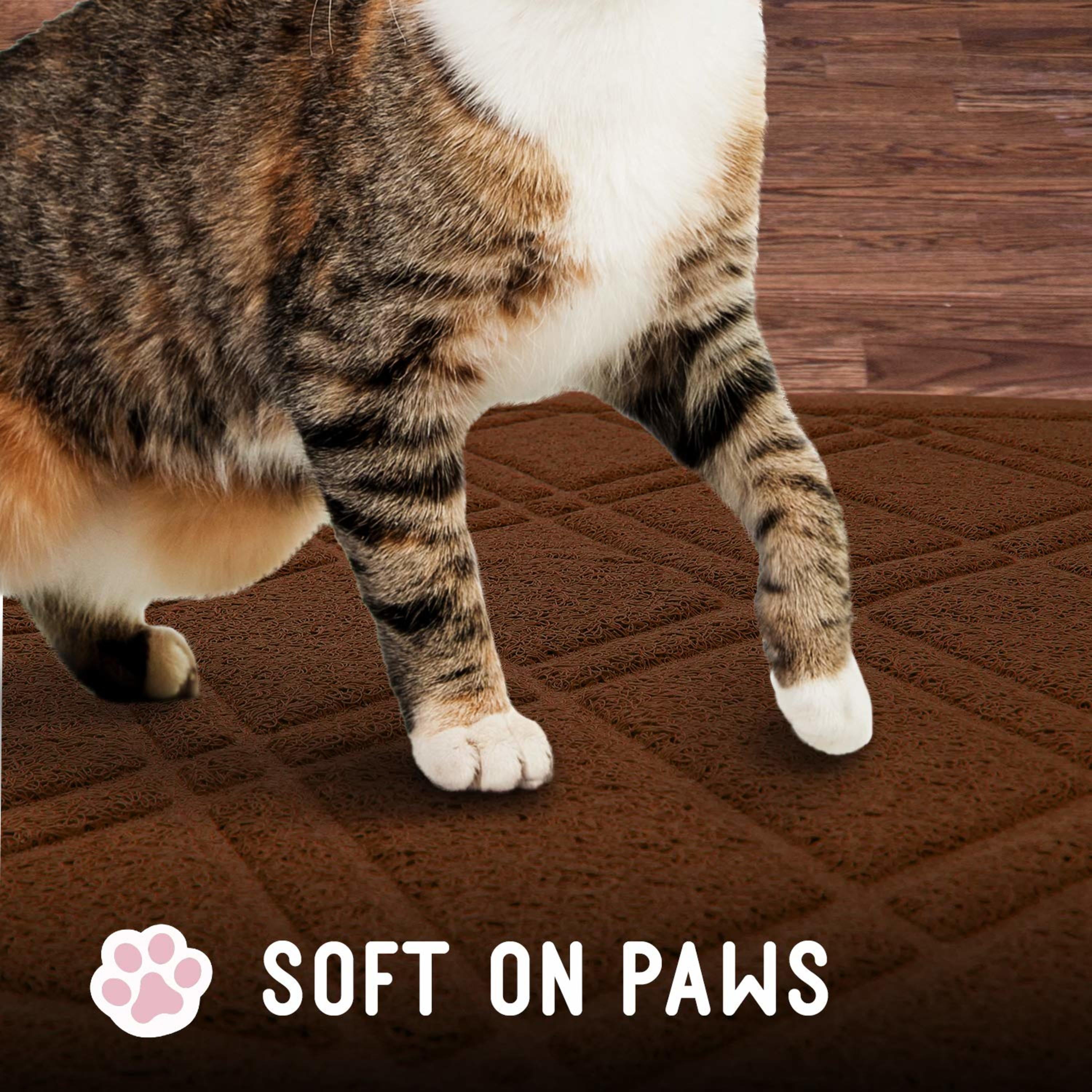 Downtown Pet Supply Non Slip and Washable Cat Litter Mat 23" x 35", Brown
