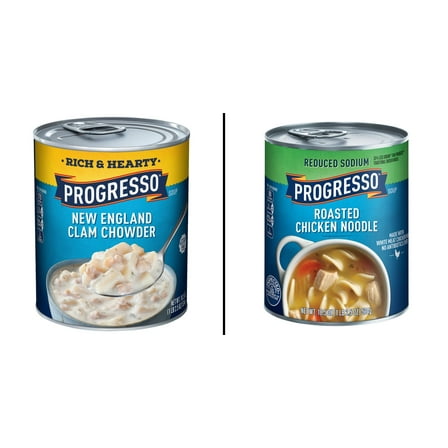 Progresso Rich & Hearty New England Clam Chowder 18.5 oz & Progresso Chicken Noodle Soup 18.5 oz