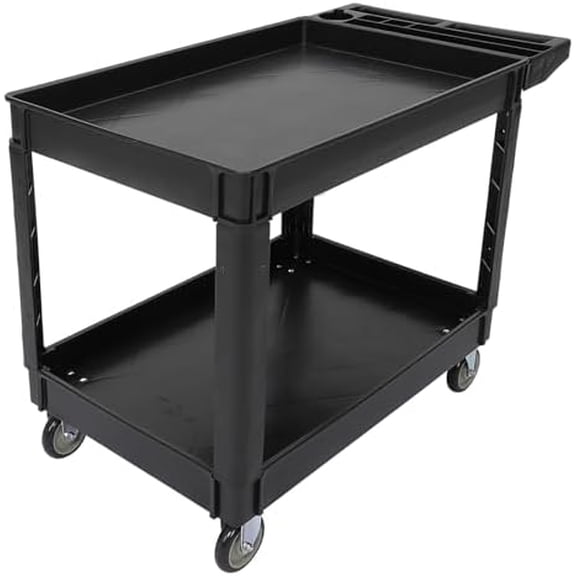 Utility Cart 2-Shelf, Service Cart On Wheels with Storage Handle, 500 Lbs Capacity for Warehouses, Industrial Settings Transportation of Goods$$Tools