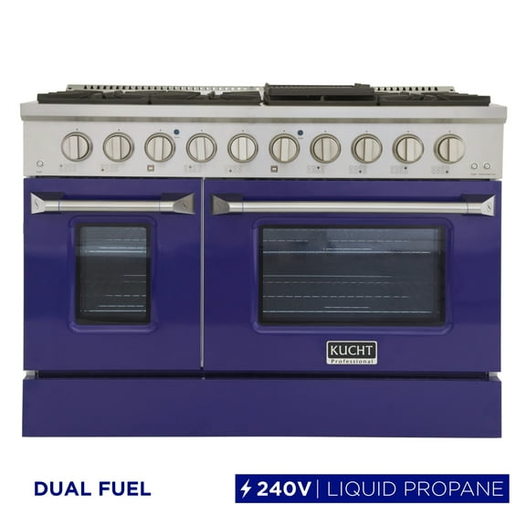 48 in. 6.7 cu. ft. Dual Fuel Range for Propane Gas in Blue