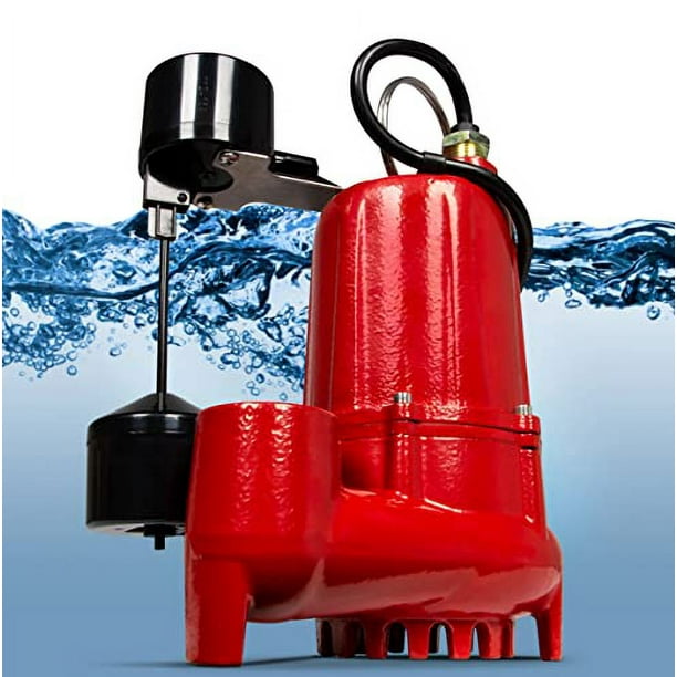 Pompe de puisard submersible, 4400GPH, 1 / 2HP, Fonte, vertical on / off