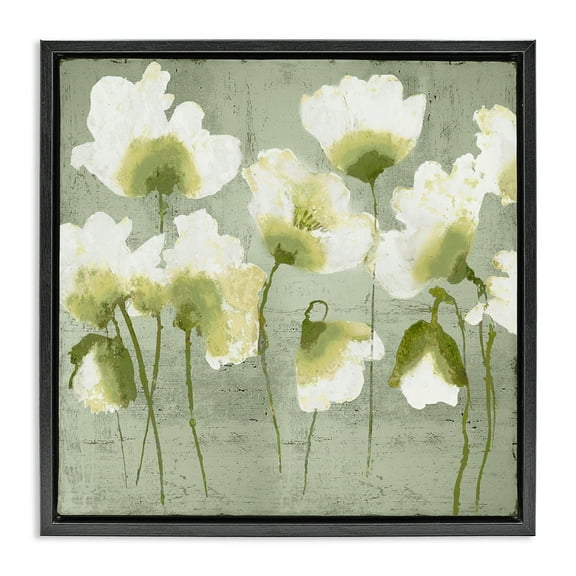 Stupell Industries Charming Flower Impressions Floral Painting Black Floater Framed Canvas Art Print Wall Art, 18 x 18