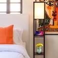 thumbnail image 6 of Brightech Maxwell Tower Floor Lamp w/ Shelves & Wireless Charging, Havana Brown, 6 of 10