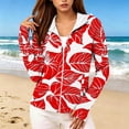 thumbnail image 4 of Purcolt Womens Tropical Palm Tree Print Hooded Jacket Comfort Casual Sun Protection White Lined Long Sleeve Full Zip Outerwear Lightweight Loose Fit Sport Cardigan, 4 of 6