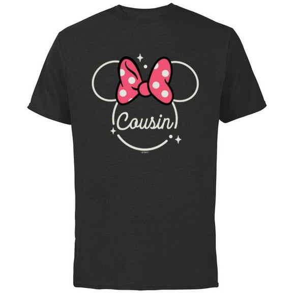 Disney Minnie Mouse Cousin Head Icon Magic Family Trip- Short Sleeve Cotton T-Shirt for Adults - Customized-Black