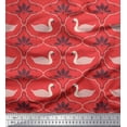 thumbnail image 1 of Soimoi Orange Poly Georgette Fabric Swan & Moroccan Damask Print Fabric by Yard 52 Inch Wide, 1 of 5