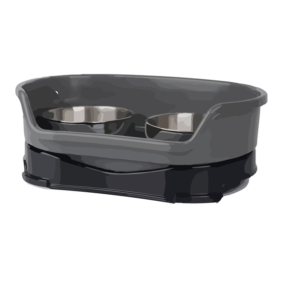HYJMYFLY Pet feeding dishes, Neater Feeder Mess Proof Dog Bowls Elevated for Small Dogs, No Spill Raised Dog Food Bowl Stand, Stainless Steel Dog Food and Water Bowl Set, Black Grey