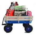 thumbnail image 6 of Heavy Duty Wagon with Handle, SHINPT Garden Cart and Wagon with Air Tires, Outdoor Gardening Cart with Wooden Side Panels, Utility Trailer with Metal Wheel Barrow, All Terrain Wagon for Yard, Lawn, 6 of 8