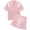 Pink, variant on 2 Piece St Patrick's Day Pajamas Set For Women,Silk Loose Fit Short Sleeve Button-Up Shirt Loungewear - Casual Short Pants Breathable Comfort Pajama Set,Size:S