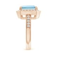 thumbnail image 2 of ANGARA Natural Emerald-Cut 3 ct Aquamarine Engagement Ring with Diamond Halo in 14K Rose Gold for Women (Size-10x8mm) | March Birthstone, Anniversary, Jewelry Gift for Women | Natural Aquamarine Ring, 2 of 7