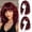 Burgundy, variant on Layered Wavy Bob Wig with Bangs for Women, Wavy Texture, Layered Cut, Bob Cut, Fringe, Adjustable Cap, for women seeking a wearable way to update their hairstyle during personal hair styling,Wine Red