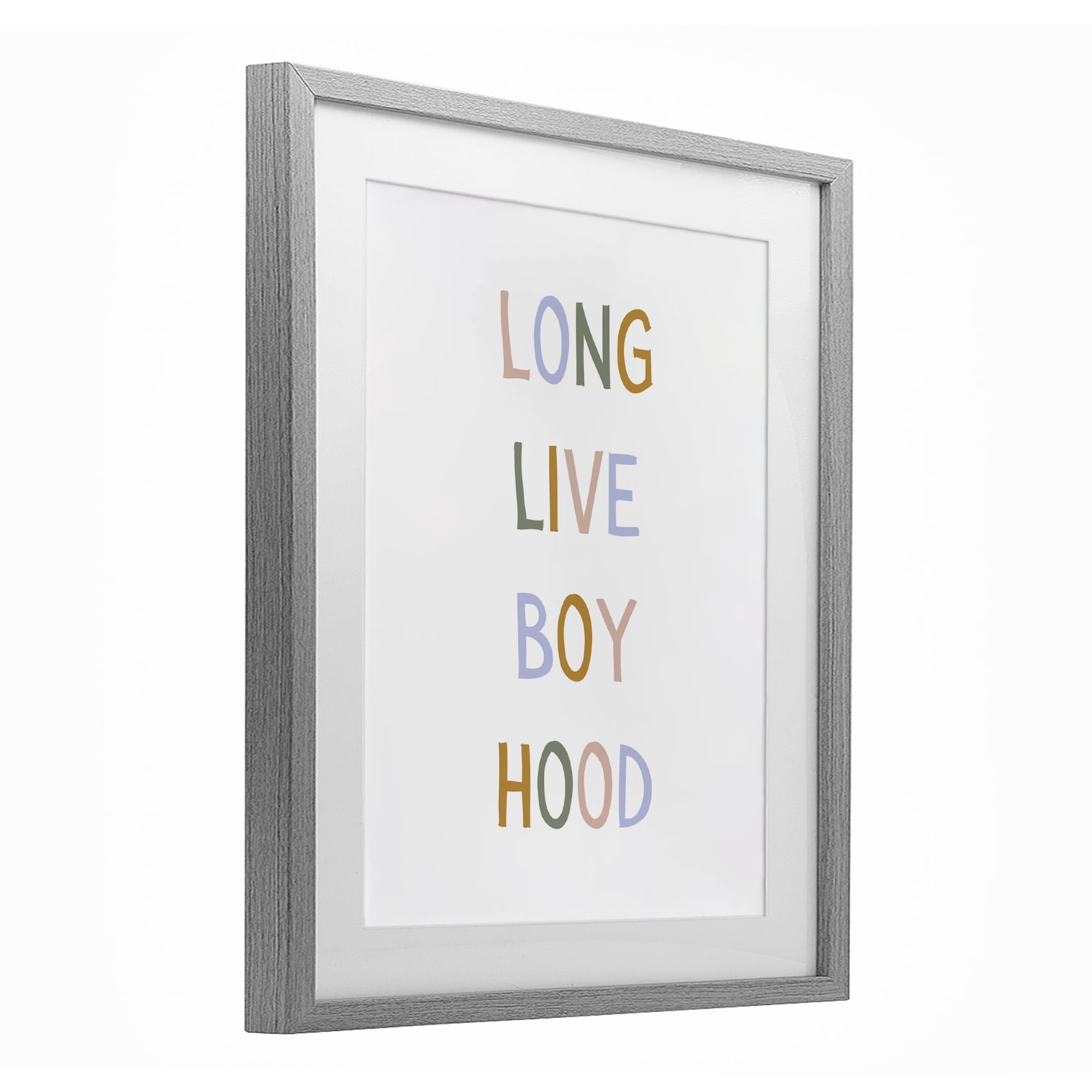 Stupell Industries Long Live Boy Hood Gray Framed Print Under Glass, design by Katie Griggs