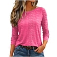 thumbnail image 2 of Sevevn Women's Striped Long Sleeve T Shirt Casual Crew Neck Tunic Top Soft Lightweight Stretch Blouse Loose Fit Basic Pullover Shirt for Daily Wear Work Office Vacation Fall Spring Hot Pink XXL, 2 of 6