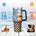 thumbnail image 4 of Rainbow Checkerboard 40oz Stainless Steel Vacuum Insulated Tumbler with Lid and Straw for Water Iced Tea Coffee Smoothie and More, 4 of 7