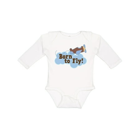 

Inktastic Airplane Future Pilot Born to Fly Gift Baby Boy Long Sleeve Bodysuit
