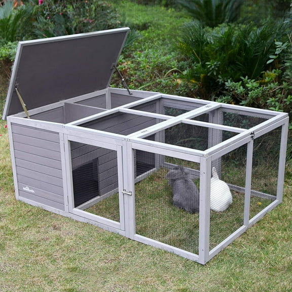 Aivituvin Wooden Chicken Coop with Run Rabbit Hutch Bunny Cage for Small Animals Indoor