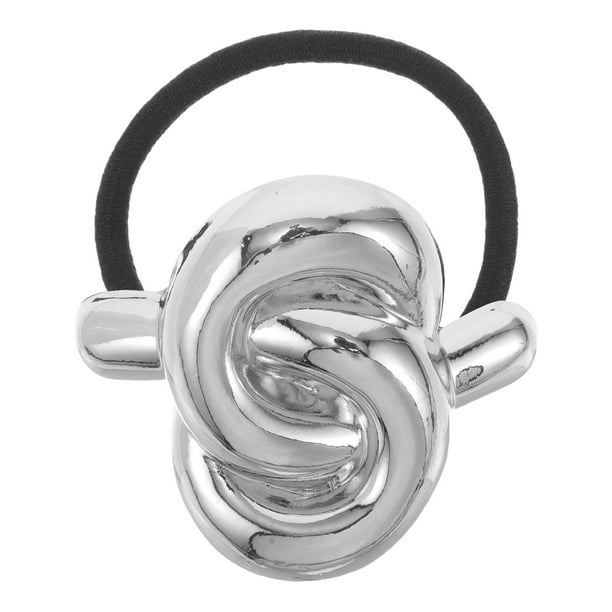 Lazos metálicos para el pelo, lazos geométricos, coleteros, bandas elásticas para el pelo, accesorios para el pelo para mujeres, cabello largo y grueso, regalos navideños plateados