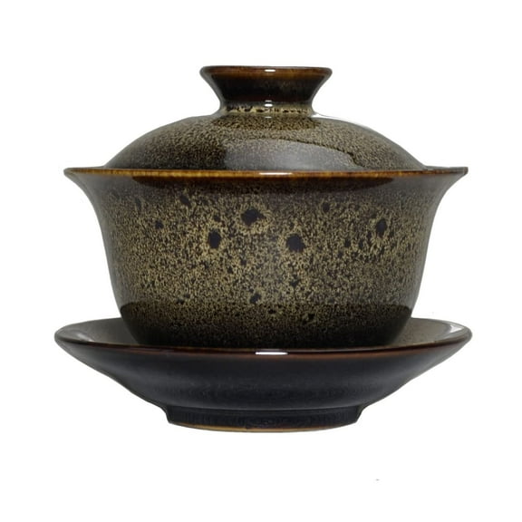 Porcelain Gaiwan 6oz Teacup Color Glazed Cups Tureen Chinese Sancai Cover Bowl Lip Saucer Set