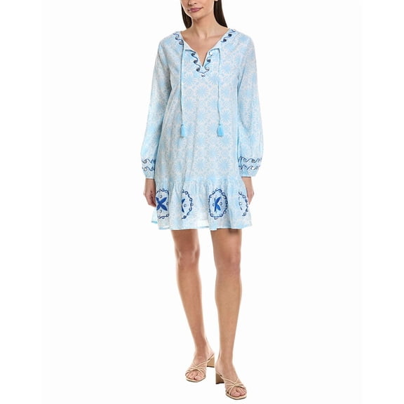 Sail to Sable womens Ruffle Hem Shift Dress, XL, Blue