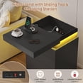 thumbnail image 4 of Nightstand with Drawers and LED Lights,Sliding Top,Tall Bedside Table with Charging Station,Modern End Side Table for Bedroom,Black, 4 of 8