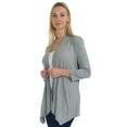 thumbnail image 2 of Simply Ravishing Women's Basic Assymetrical 3/4 Sleeve Open Drape Cardigan, Large, Heather Grey, 2 of 5