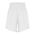 thumbnail image 4 of aidice Summer Shorts for Women Casual Loose Comfy High Waisted Smocked Ruffle Irregularly Hem Shorts, 4 of 5