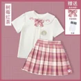 thumbnail image 1 of Sanrioed-Camisa de manga corta para niña, conjunto de Falda plisada, Kawaii My Melody, Cinnamoroll, Hellokittys, 1 of 5