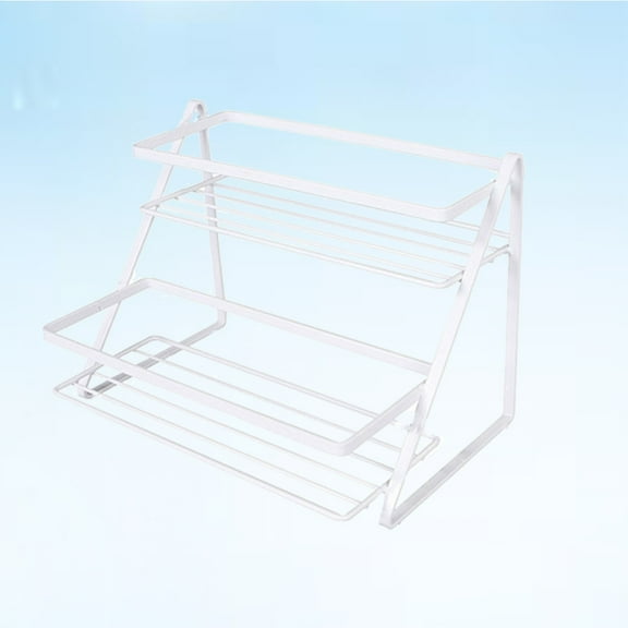 LABSERRON 1Pcs Layered Storage Rack for Cosmetics and Kitchen Items in White 24.8x15.1x18.5in
