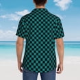 thumbnail image 4 of Honeii Black And Teal Checkerboard Print Men’s Hawaiian Shirt,Classic Button-Down Short Sleeve Shirt, for Beach, Vacation, and Outdoor Activities,Large, 4 of 7