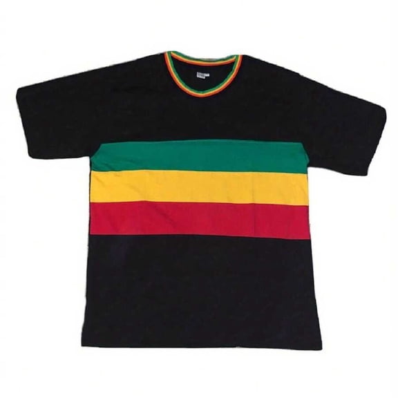 Nayt Men'S Rasta Striped T-Shirt Black Red Yellow Green