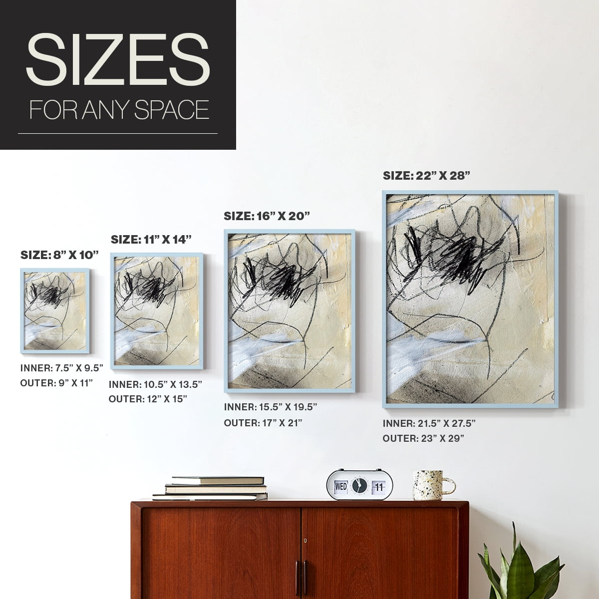 Masked Notes VII Framed Print in Blue Solid Wood Framed Print No Nail Hanging