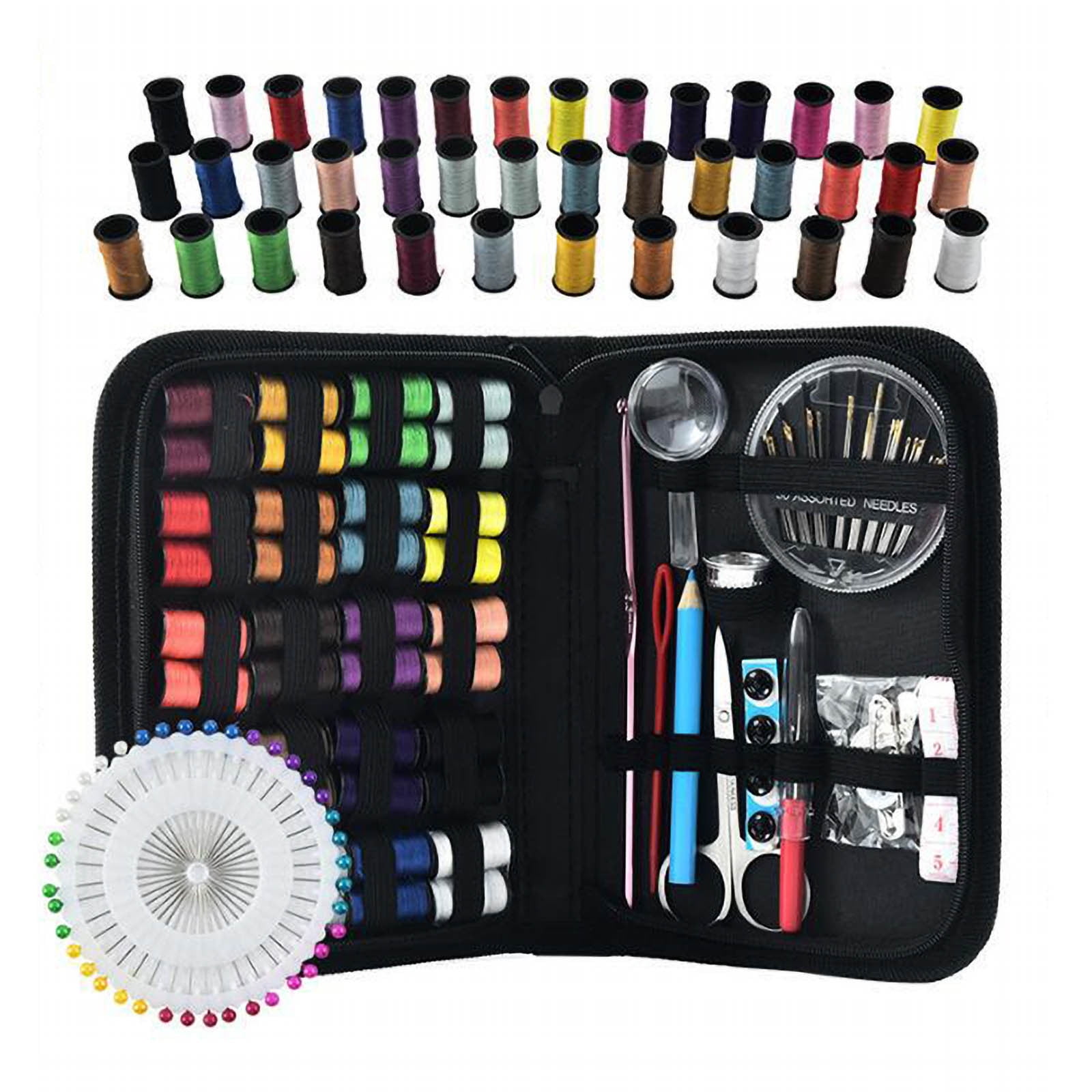 Kit De Couture Portable 126 Pièces - Set Complet Aiguilles, Fils, Ciseaux Pour Réparations Urgentes