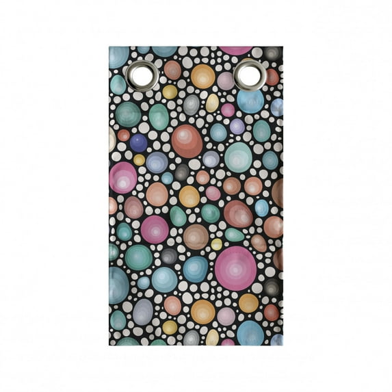 Geometric Hanging Pocket Organizer, Colorful Round Shaped Sea Stones in Repetitive Pattern Art, Printed Polyester Storage Bag with Pockets, 9" x 16", Charcoal Grey Multicolor