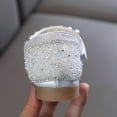 thumbnail image 7 of YYUIJK Girls Princess Dance Shoes Dance Party Princess Shoes Patent Touch Fastening Party Shoes Formal Lace Bowknot Flower Girl Shoes Anti-Slip Flats Rhinestones Mary Jane Shoes Pearl Silver 13 Years, 7 of 7