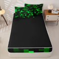 thumbnail image 4 of Erosebridal Pixel Plaid Zipper Twin Comforter Sets with Fitted Sheet and 2 Pillowcases,Teens Video Games Zipper Bedding Set For Boys,Black Reversible,4 Pieces, 4 of 7