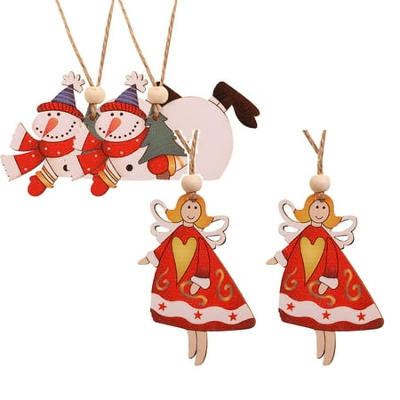 

Dianopex for Chandeliers with Hooks Christmas Wooden Pendant Decoration Wooden Crafts Deer Old Man Snowman Color Wooden Doll *2PCS