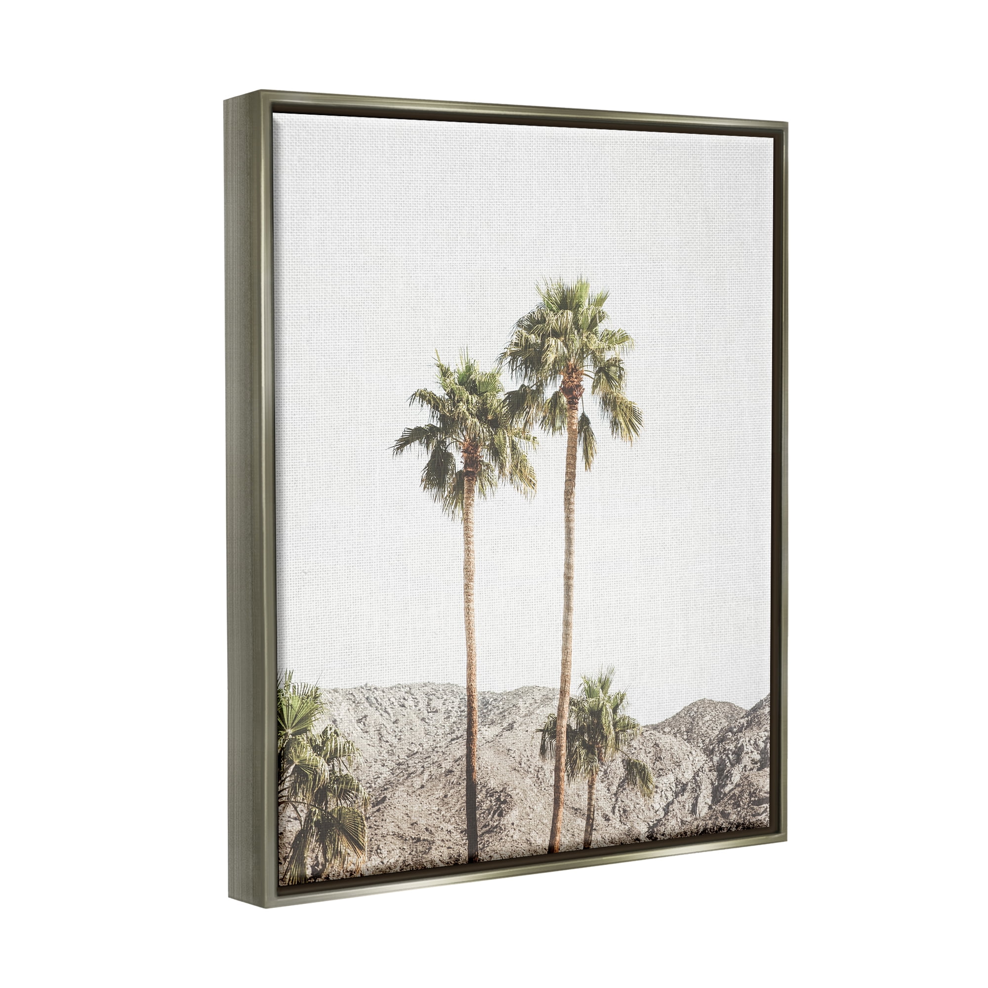 Stupell Industries Looming Palm Trees Photography Botanical & Floral Photography Gray Floater Framed Art Print Wall Art, 17 x 21
