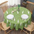 thumbnail image 3 of Green Christmas Tree Pattern Round Tablecloth 60"x60",Wrinkle Wipeable Table Cloth for Kitchen Dining Room Picnic Patio Party, 3 of 6